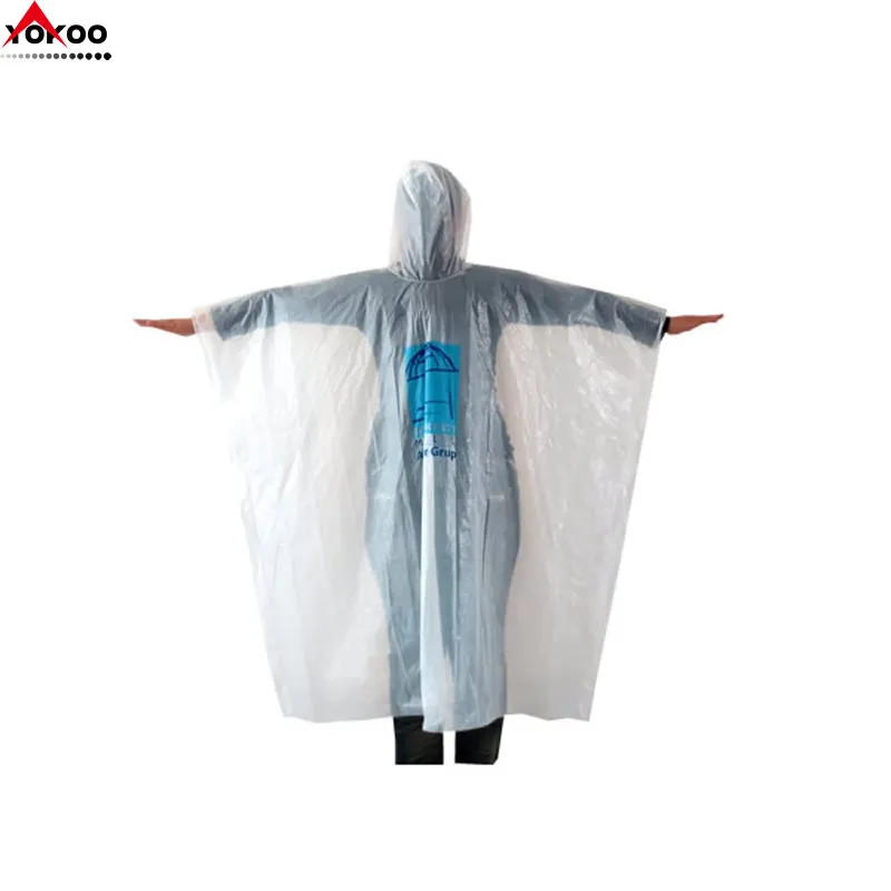White waterproof disposable rain ponchos with custom logo printing