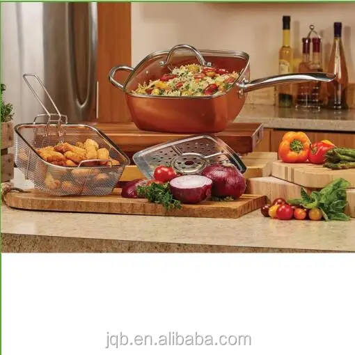 Copper square cast iron skillet set