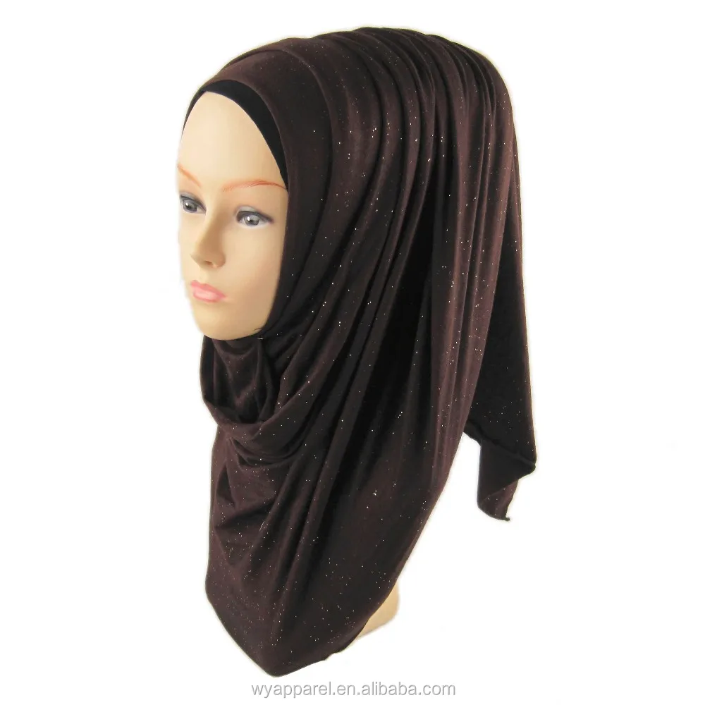 Factory wholesale collection hijab style glitter cotton jersey hijab