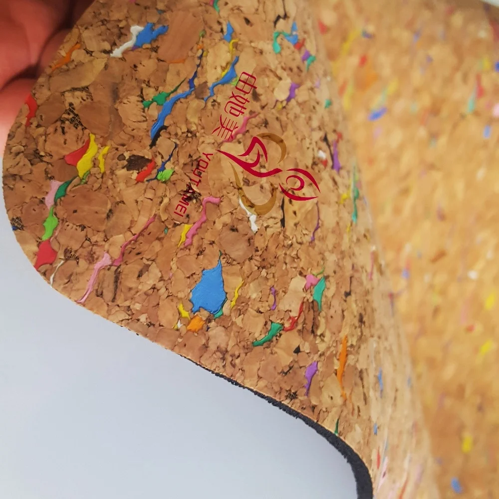 Eco friendly soft non slip natural rubber base non slip custom printing etching promotion gift logo cork yoga mat direct factory