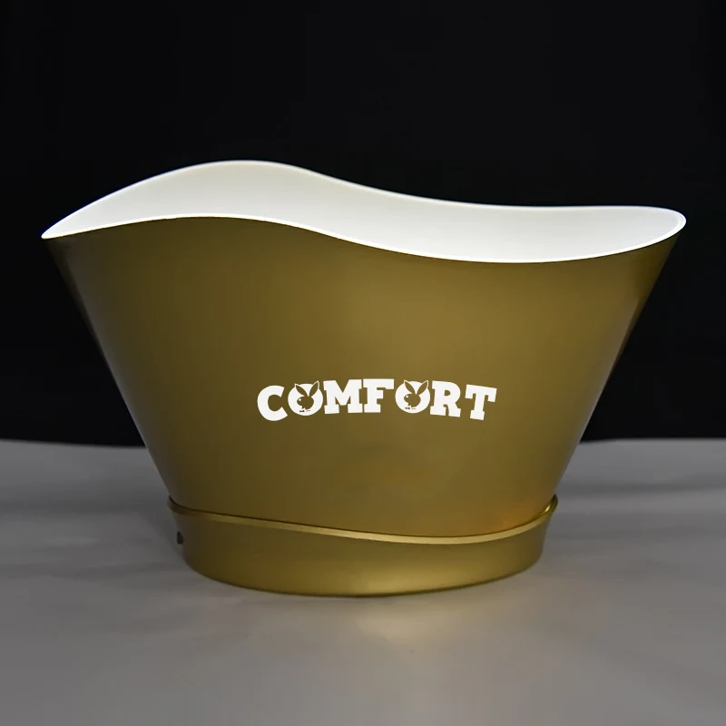 China Manufacturer vodka wine 12L large oil printed led plastic ice buckets