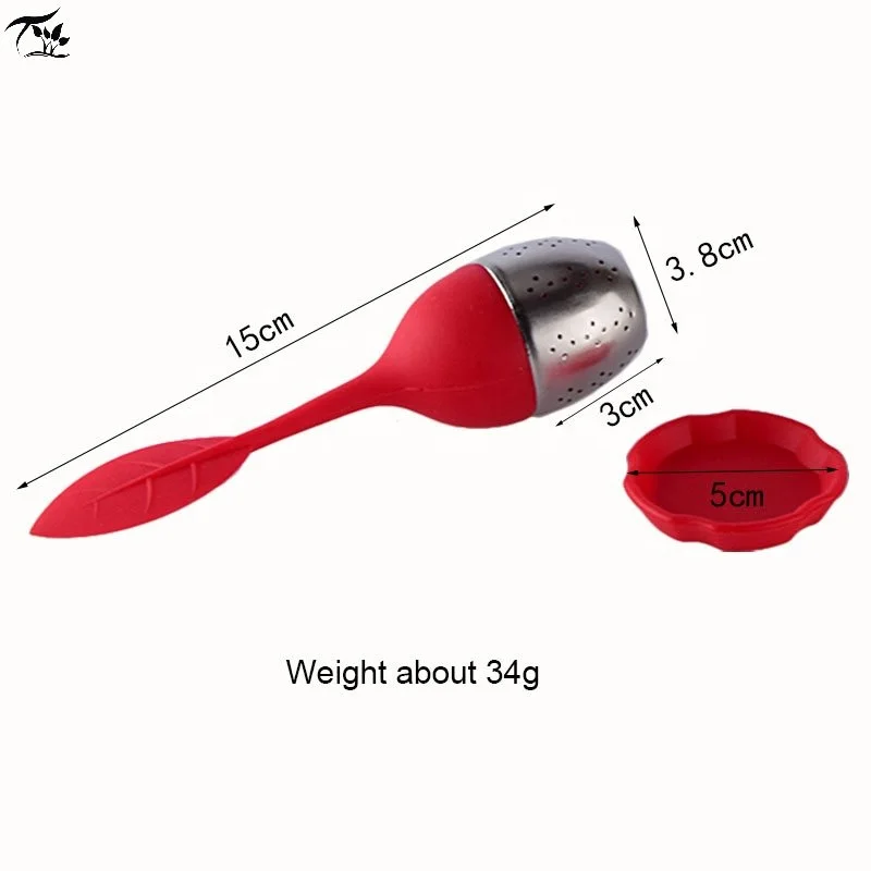 Leaf Shape Silicone Tea Filter 304 Stainless Steel Anti Heat Tea Infuser Tea Strainer