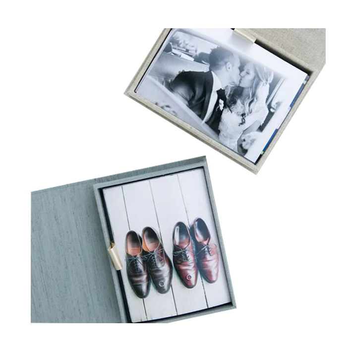 Free Sample Exquisite Custom Photo Album Packaging And Usb Drive Packing Gift Boxes With Magnetic Lid Closure