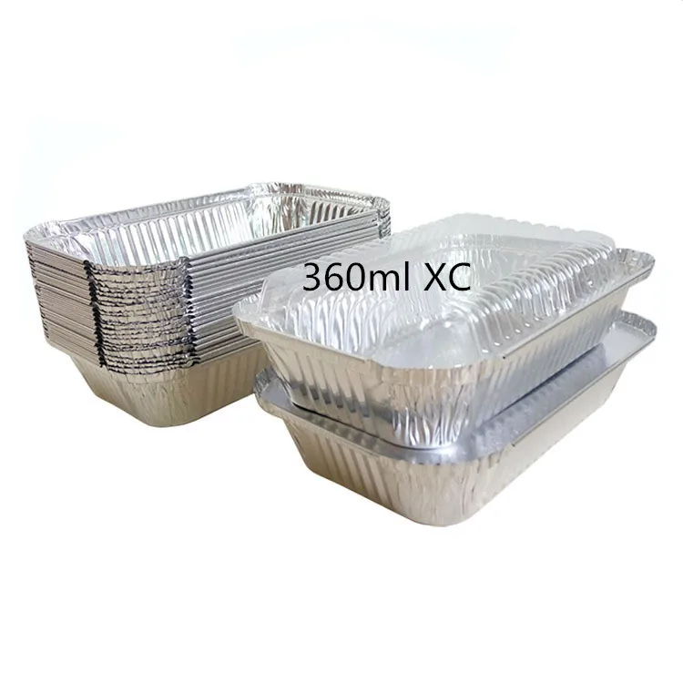 
Rectangle disposable airline food service aluminum foil container with lid 