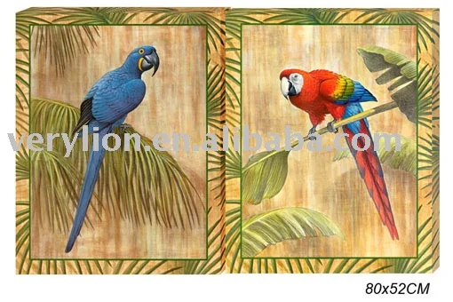 New Innovative Product Chinese Bird Canvas Painting Animal Parrot Painting Parrot Canvas Painting 2Asstd