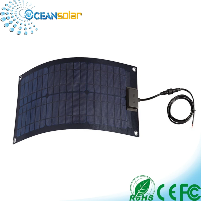 High efficiency waterproof total black 20w 12v ETFE semi flexible solar panel for boat rv system