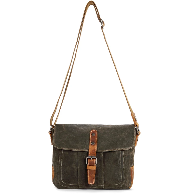 Vintage Style Multicolor Durable Anti-water Cross Body Bag Men waxed Canvas Leather College Sling Bags