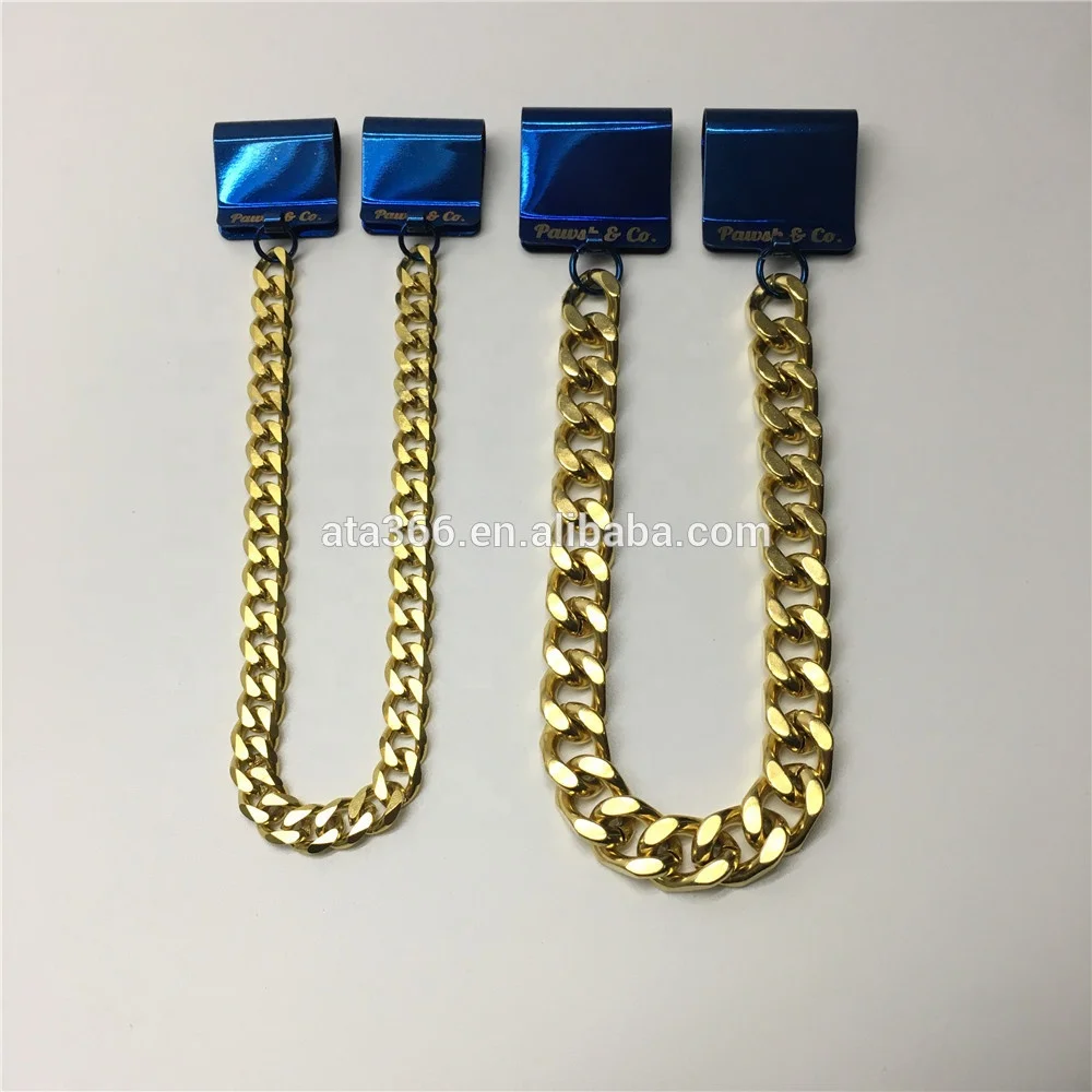 High Quality Dog Clip-On Collar Charms gold dog chain laser logo