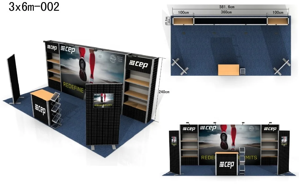 Aluminum frameless modular exhibition booth / one set for different designs
