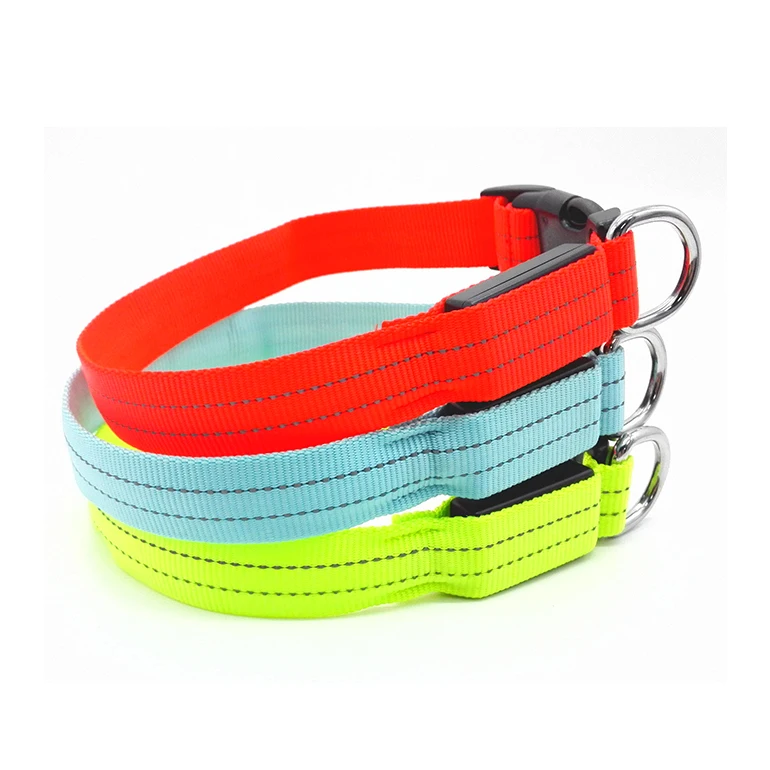 Pet Dogs Supplies Luminous Collars  Nylon LED Pet Dog Collar Night Safety Flashing Glow In The Dark