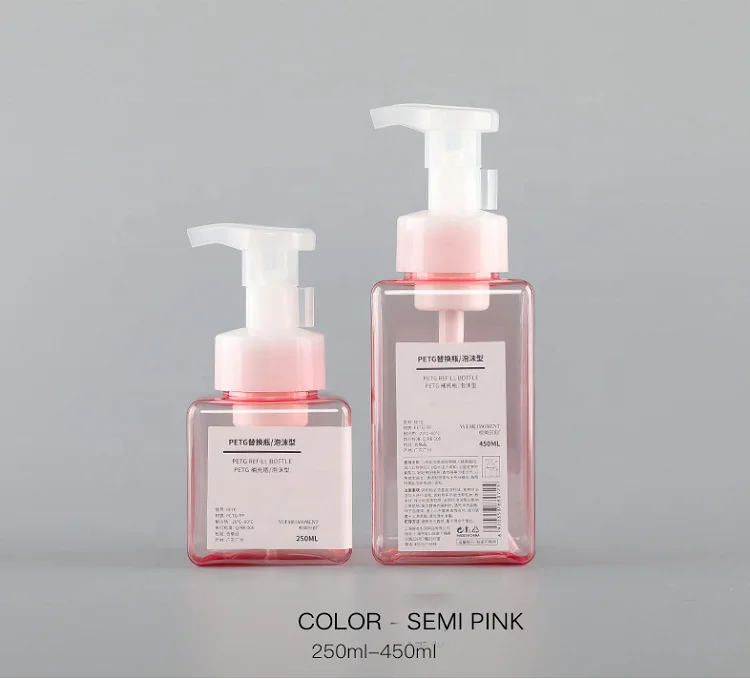 
Wholesale 250ml Empty Amber Colored Square Plastic PETG Foam Pump Bottles 