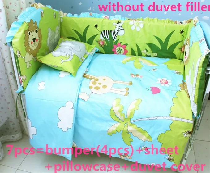 Discount 6 7pcs Lion Baby kids bedding set kit berco cama Quilt Baby Sheets Bumper Bed