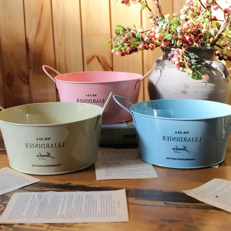 American country restoring ancient ways iron bucket,creative balcony decoration basin, pastoral style for old flower pots
