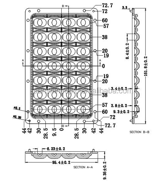 LED Lens 4x7 Street Light Array Lens 70x140 degree For Outdoor Lights