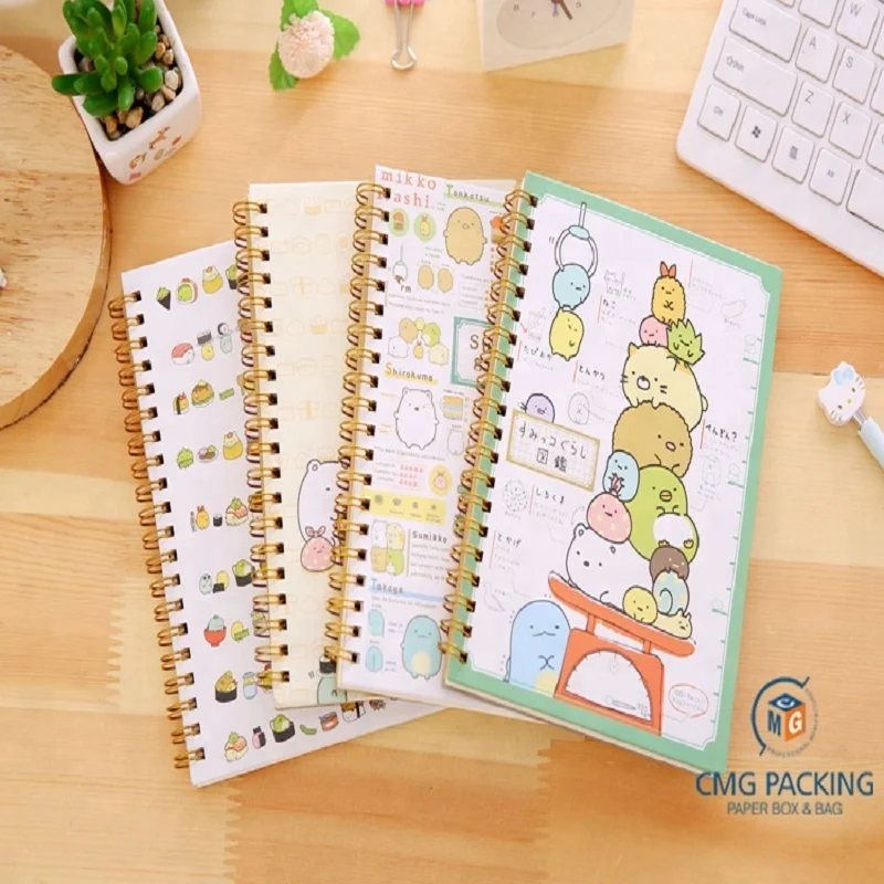 wholesale Paper Spiral Notebook Cartoon Line Hardcover Notebook Diary Japanese Coil Planner Organizer Agenda