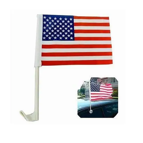Huiyi Promotion Popular American Car Flag with Plastic Flag Pole