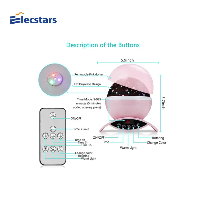 Bedroom Lamp Led Lighting Rotating Remote Control night Christmas Star light Rechargeable Lamp Cute Warning Light