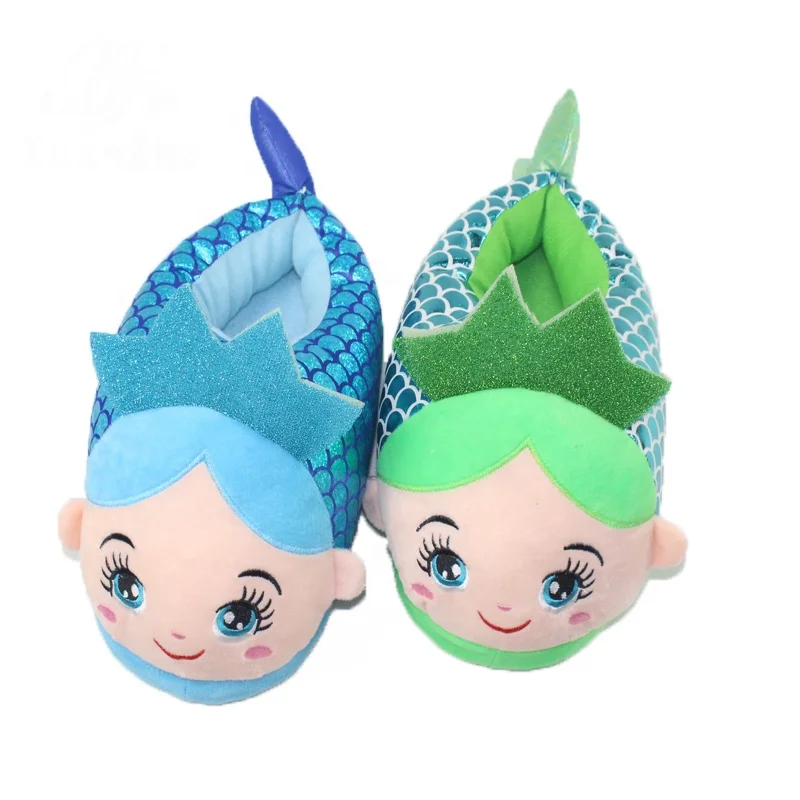 
Winter Adult Plush Sequins Mermaid PVC Home Super Soft 28cm Fluffy Slippers 