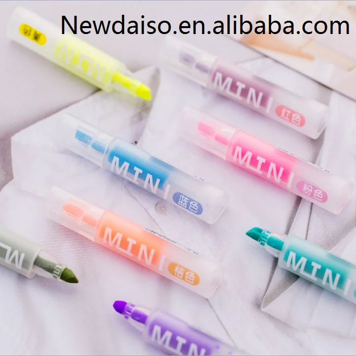 Japanese and Korean popular milk serie transparent pen body colorful package packaging mini highlighter pen