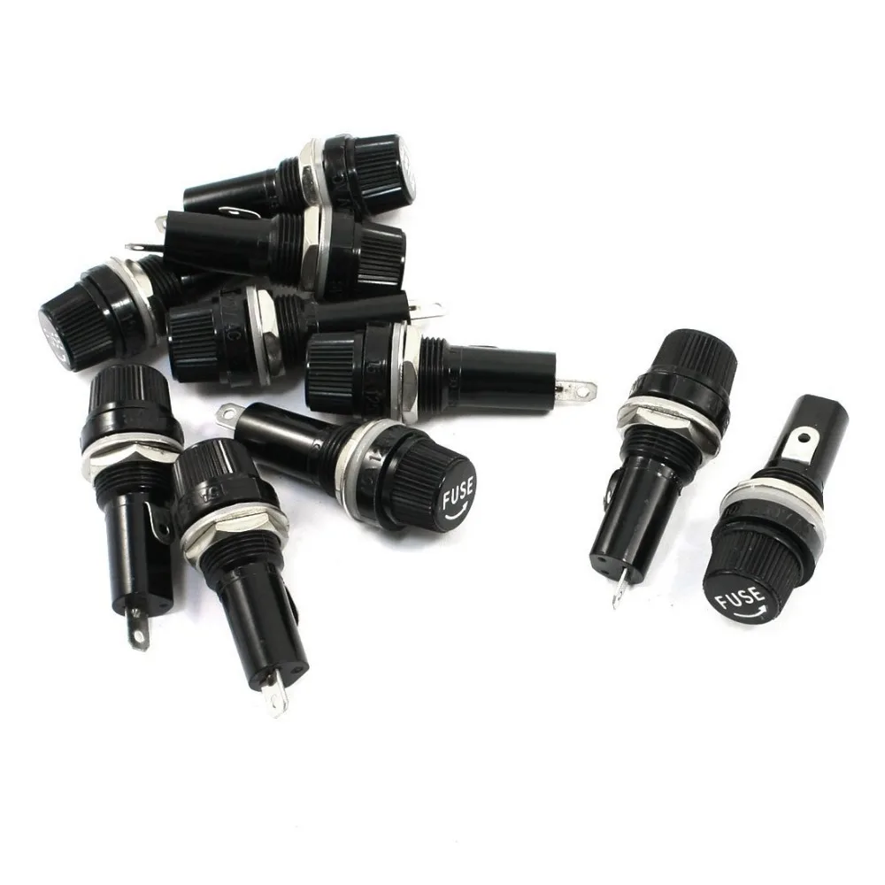 
hot and new AC 125V/15A 250V/10A Screw Cap Panel Mounted 5 x 20mm black Fuse Holder with high quality 
