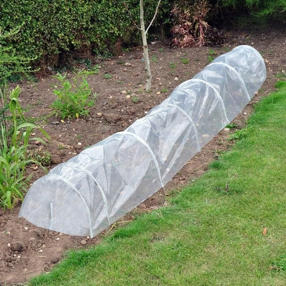 Low Hoop Tunnel Greenhouse for Season Extension and Winter Garden Long Grow Propagator Poly Fleece Netting Frost Greenhouse