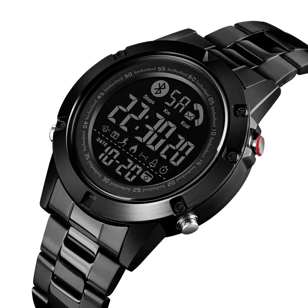 SKMEI 1500 App Remind Pedometer Watch Smart Watch Stainless Steel Waterproof Sport Wristwatches for Men