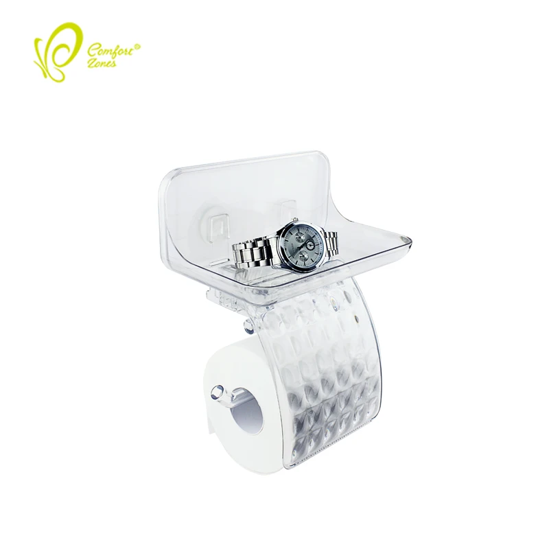 Factory Direct Self Adhesive Toilet Paper Rack With Phone Station Tray Roll Holder Toilet Paper Holder with Shelf