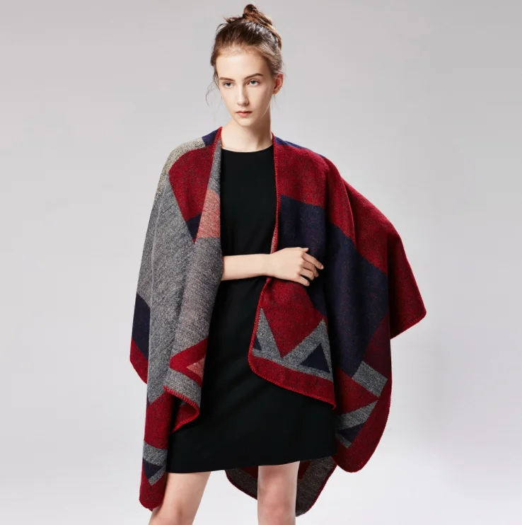 
women fashion crochet boutique winter women knitted fleece clothing mexicano cashmere poncho stole 0319041 