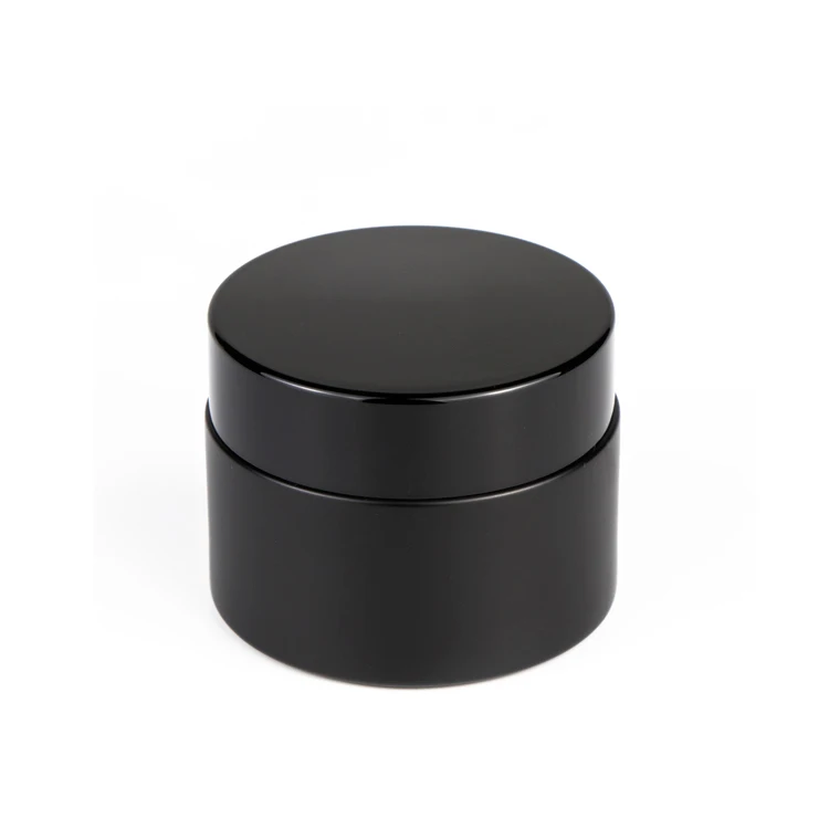 Wholesale 5g 10g 15g 20g 30g 50g 100g round matte black uv skincare glass cosmetic jars for cream