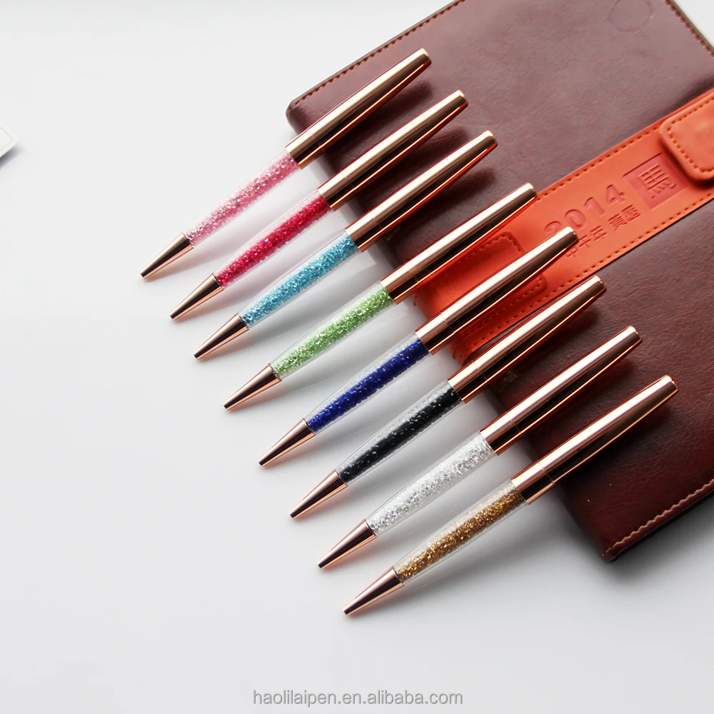 Wholesale multicolor crystal in the pen promotional weeding best gift set metal ballpoint pen