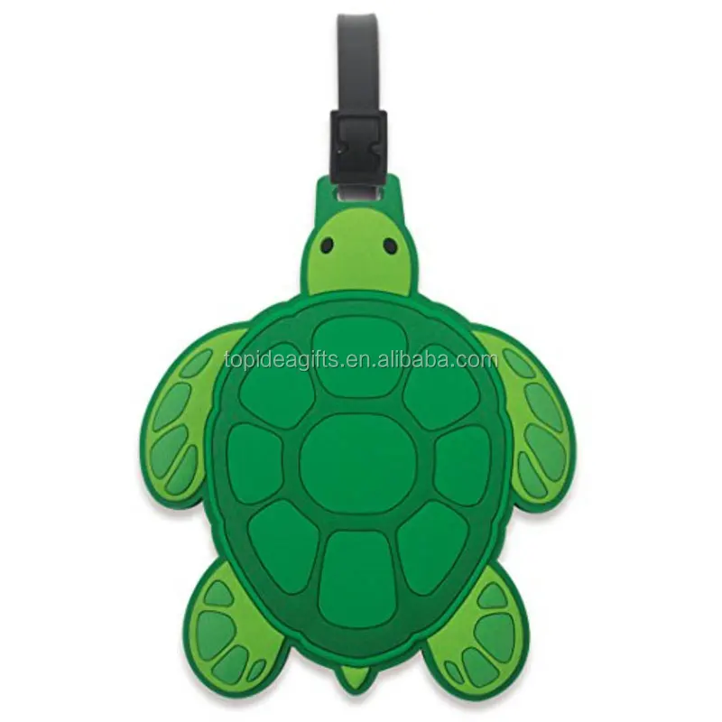 cute green Tortoise animal design zoo souvenir gifts pvc luggage tags suitcase tag bag name card holder