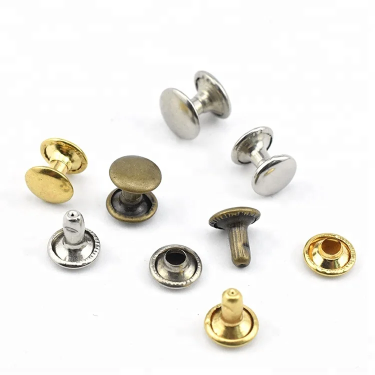 Wholesale Hot Decorative Double Rivet Iron Brass Metal Material Shoes Caps Cloth Garment Bags Double Cap Rivet