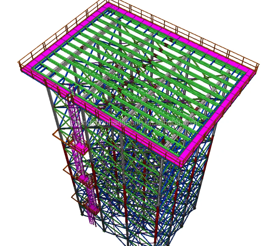 
 Стальная конструкция, поднятая башня для резервуара для воды с баком из ФАП или металлической панелью  