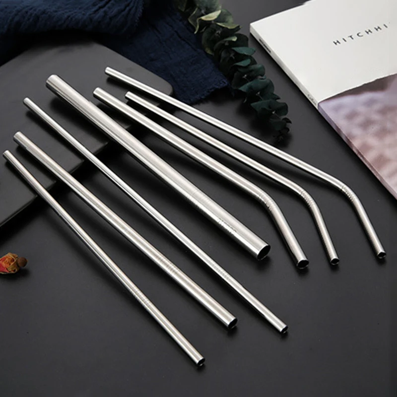 
wholesale reusable coffee mug stainless steel metal drinking straws with cleaning brush 