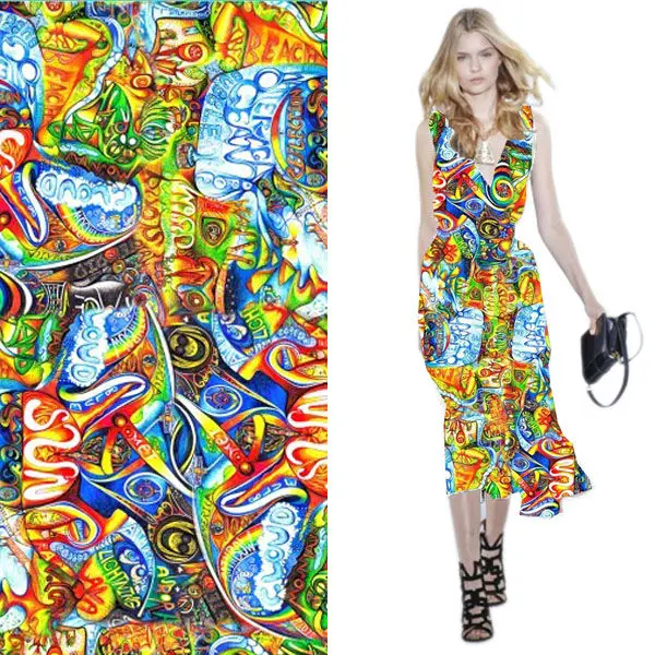 
 China Factory Customized Designs Printed Crepe Satin Silk Fabric For Dress  