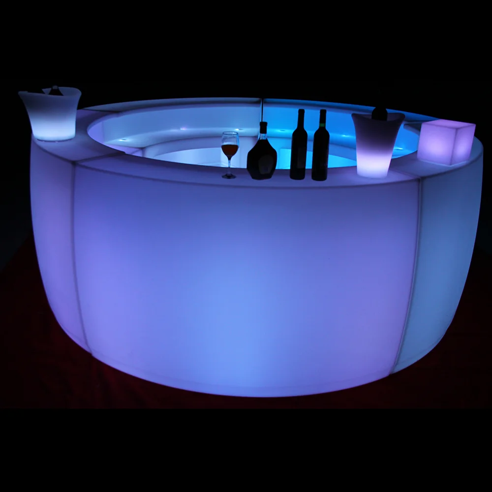 wireless portable rgb color lighting led mobile wine bar counter outdoor plastic cocktail bar furniture set for nightclub party