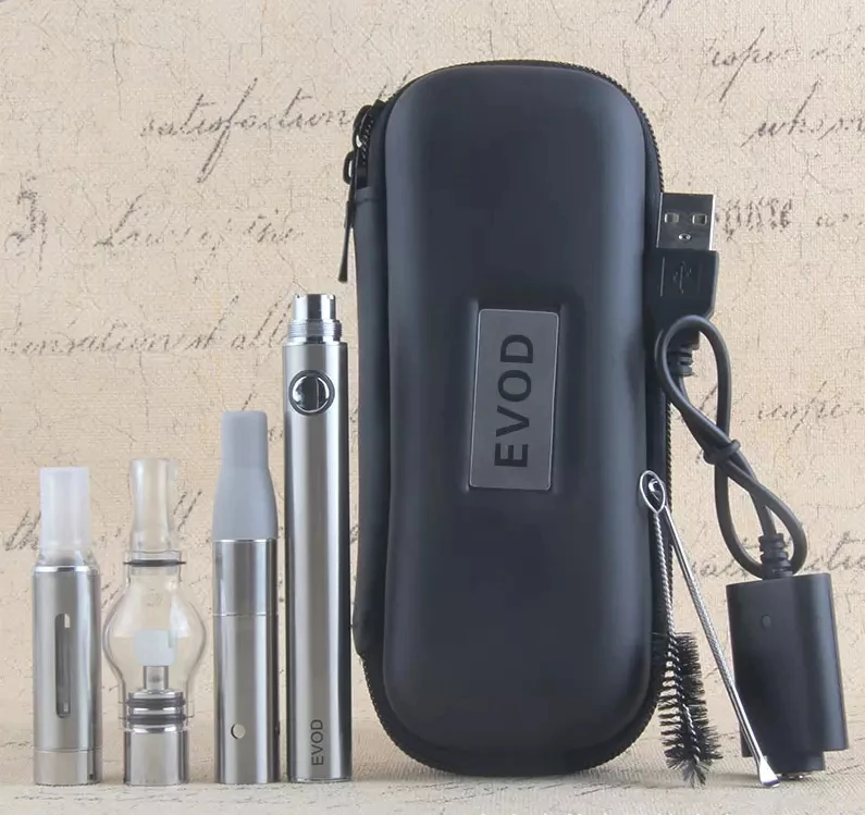 Новые продукты, атомайзер, электронная сигарета со стеклом, вейп-ручка EVOD 4 в 1, наборы, четыре разных картриджа