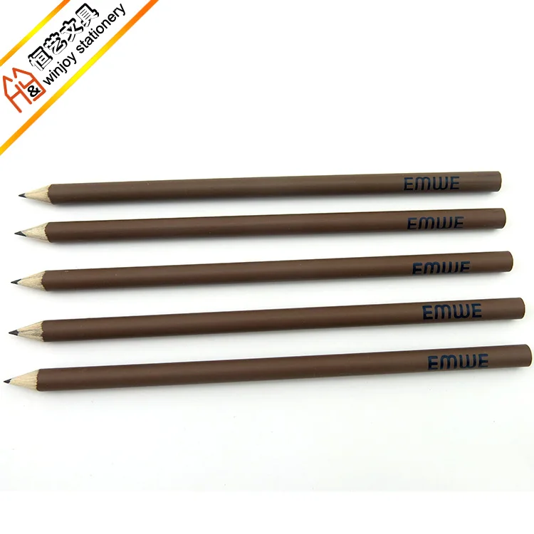 Standard hb pencil ,7 inch round shape brown matte pencils with custom logo printing .