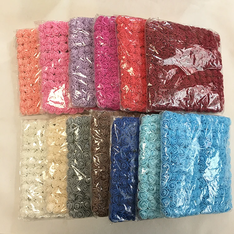 
Amazon Hot Sale Colors Rose DIY 144 PCS heads Artificial Flowers Wedding Bride Bouquet PE Foam Home Decor In Stock 