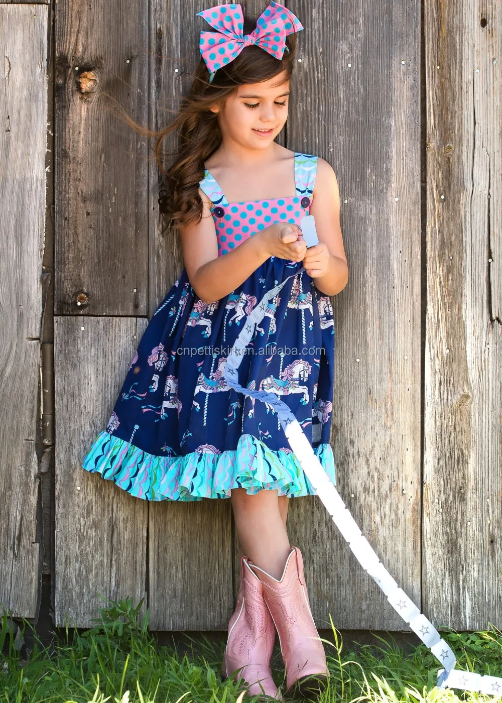 Hot fashion 2024 new arrival designer one piece party dress cheap high quality wholesale boutique baby clothes elegant dress