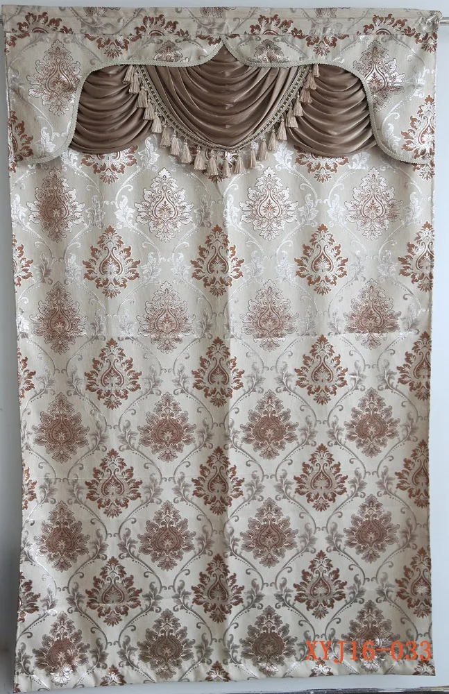 Luxury window treatments living room jacquard curtain with valance