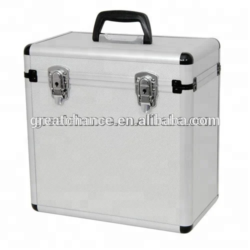 ALUMINIUM 12" VINYL RECORD LP FLIGHT CASE STORAGE BOX HOLDS 50 RECORDS