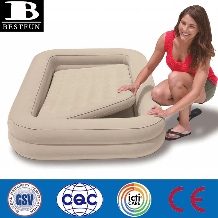 Heavy Duty Flocking PVC Twin Size Inflatable Travel Kids Bed Mattress Folding Portable Luxe Inflatable Toddler Traveling air Bed