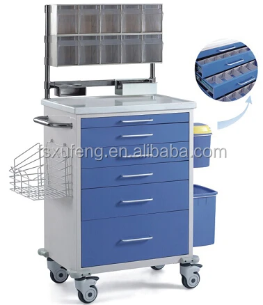 Practical Multifunctional  Luxury ABS Anesthesia Trolley/nursing trolley /medical cart for hospital use