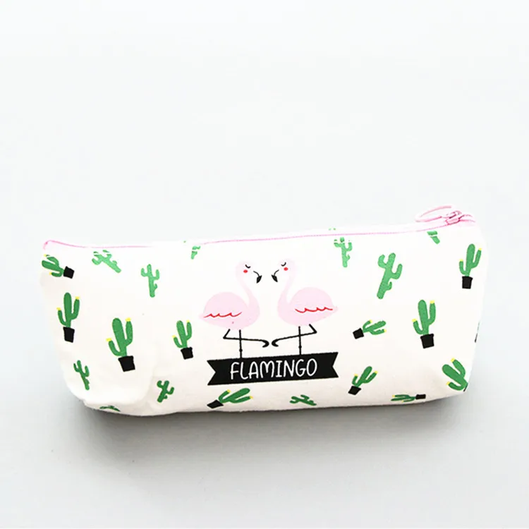 Милый пенал с фламинго, Холщовый Подарочный чехол, школьный пенал, пенал, сумка для карандашей, школьные принадлежности, канцелярские принадлежности