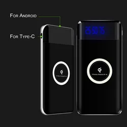 10000mAh Wireless Fast Charger LED Display Mobile Power Bank Case with Dual USB Port & Type-C Port