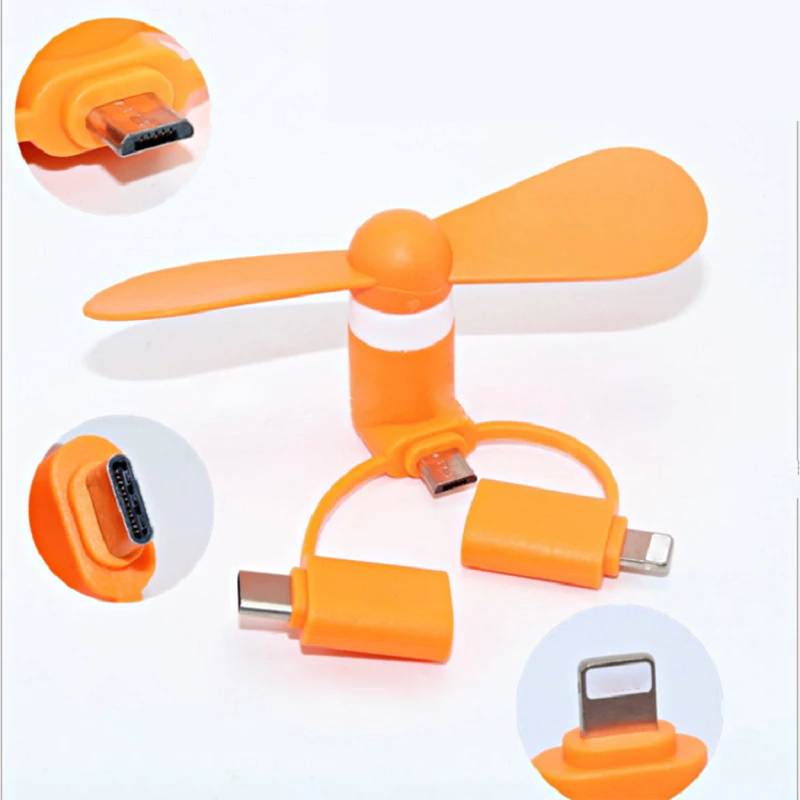 Micro USB Type C and IOS Fan 3 in 1 Phone Fan with custom logo