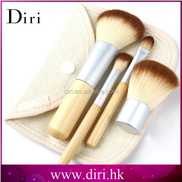Diri 5pcs Small Travel Makeup Brush Kit Synthetic Natual Wood Bamboo Eco Friendly Make Up Brush