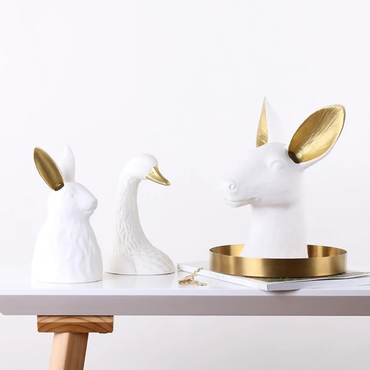luxury golden elk head rabbit head swan head decorative vase