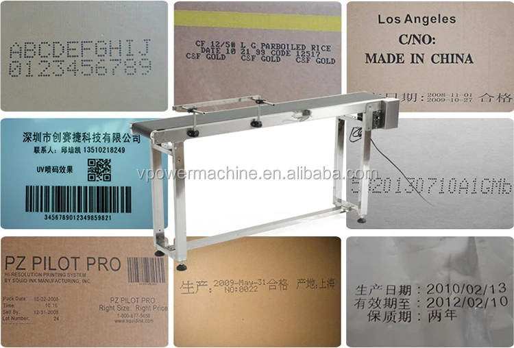Adjustable Customized size inkjet coding printer Package Bottle Flat belt Conveyor For Date Inkjet Printer